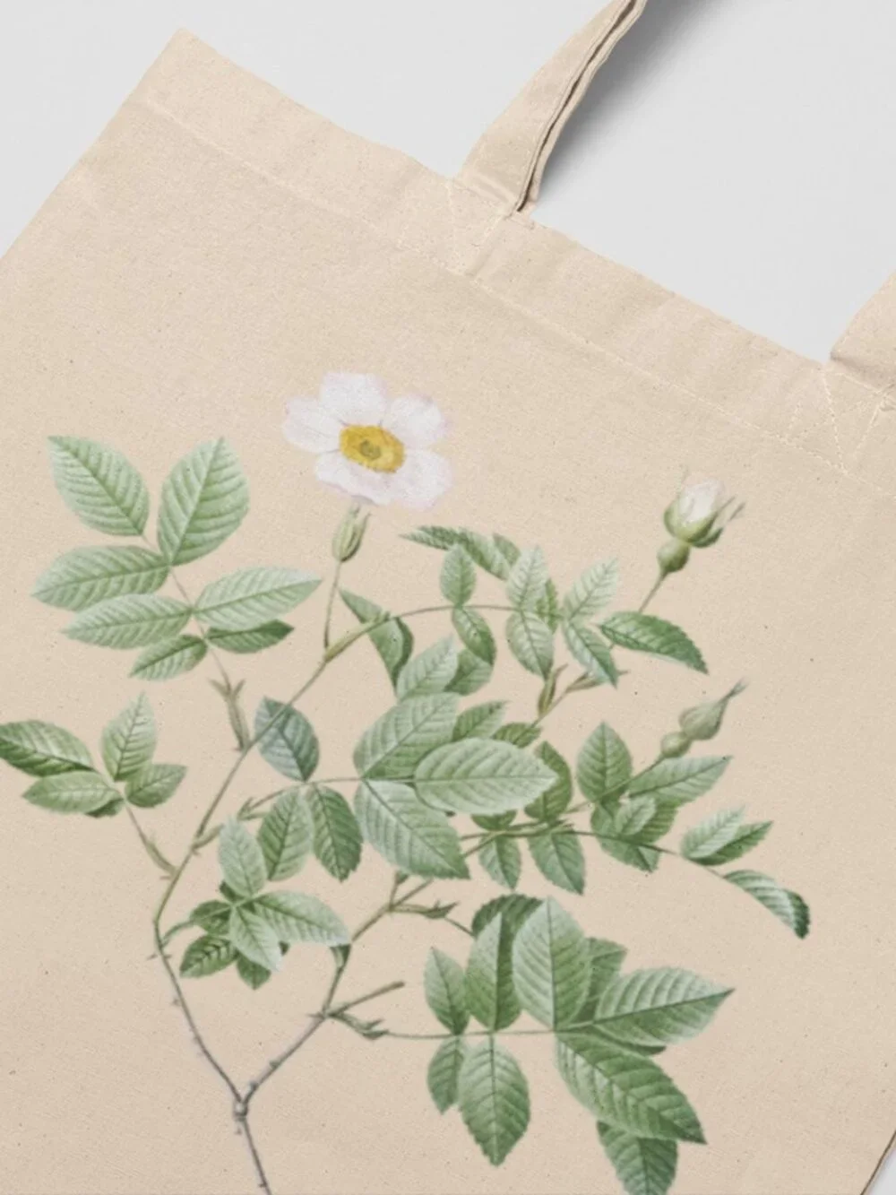 Farinose Rose Vintage Floral Print Graphic Canvas Tote Bag